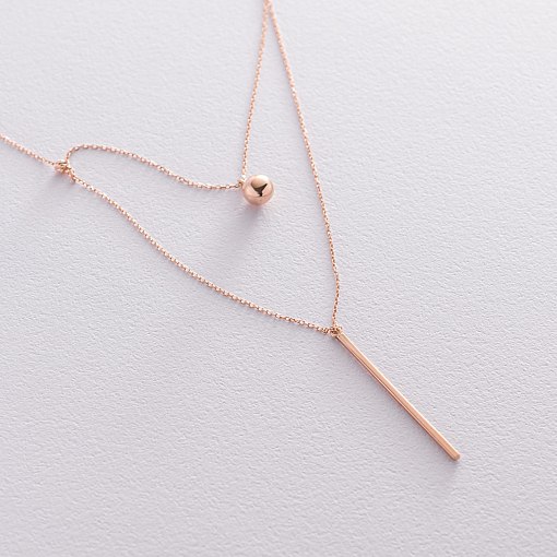 Двойное золотое колье "Хлоя" с шариком кол01864 2