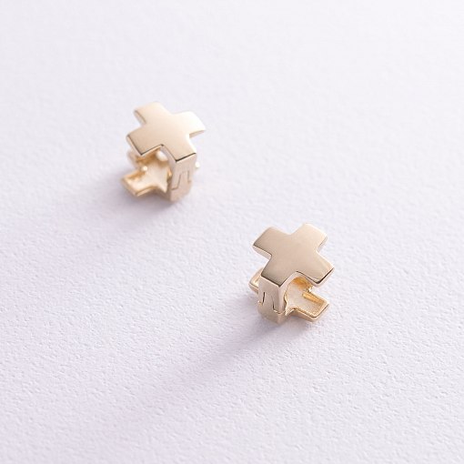 Серьги "Крестики" (желтое золото) с06954