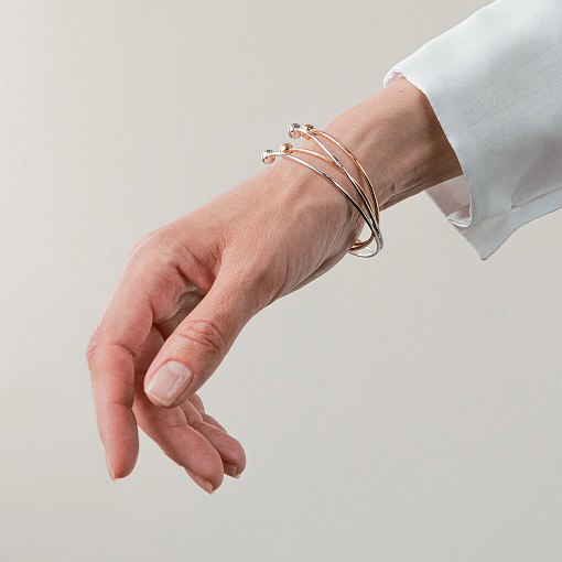 Жесткий браслет "Шарики" (белое золото) б05580 6