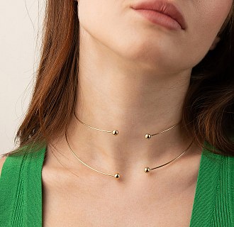 Колье - чокер "Demi" (желтое золото) с шариками кол02614 №4