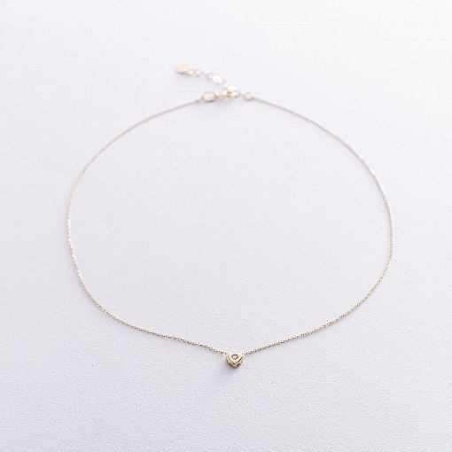 Золотое колье "Сердечко с фианитом" кол01624 3