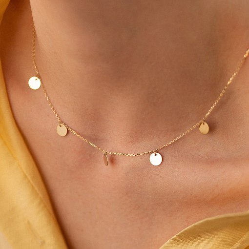 Золоте кольє-чокер з монетками 5 шт кол01432 2