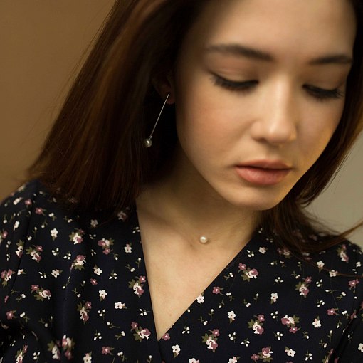 Серьги "Грация" в белом золоте с жемчугом с06932 3