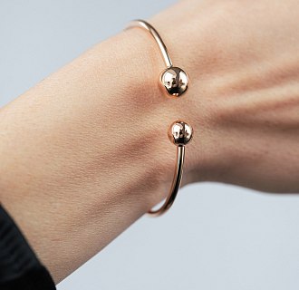 Жесткий браслет "Шарики" в красном золоте б05500 №4