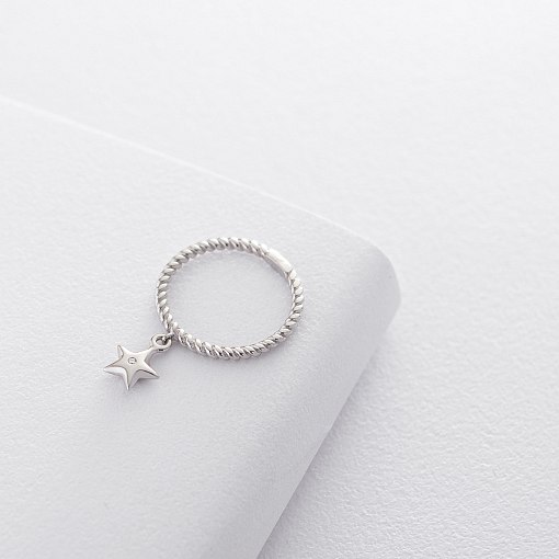Каблучка Зірка в білому золоті к06119