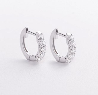 Золотые серьги - кольца с бриллиантами сб0548mi