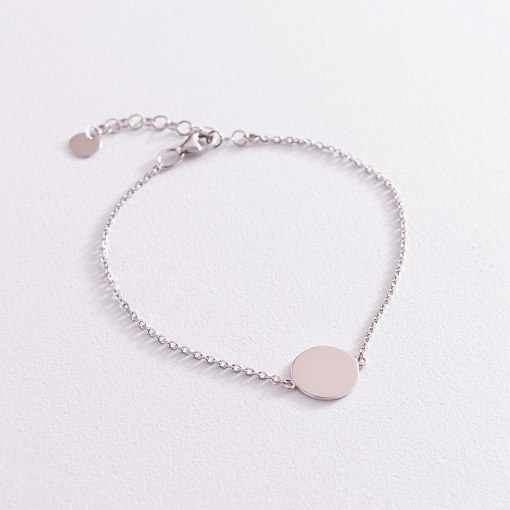 Браслет "Монетка" в белом золоте (возможна гравировка) б04917 5