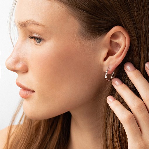 Серьги - кольца "Bamboo" в белом золоте с09110 5