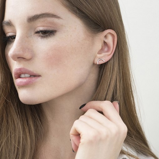 Серьги - пусеты "Дуга" в белом золоте с07076 7