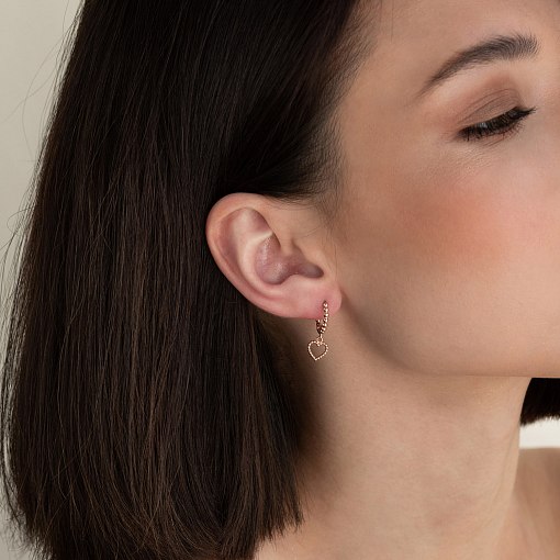 Серьги "Сердечки" (красное золото) с05938 2