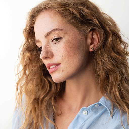 Серьги - пусеты "Шарики" в желтом золоте (6 мм) с06755 3