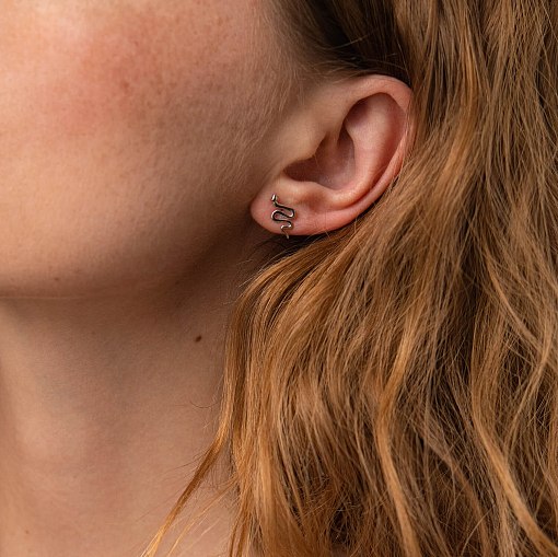 Серьги - пусеты "Змеи" в белом золоте с07918 4