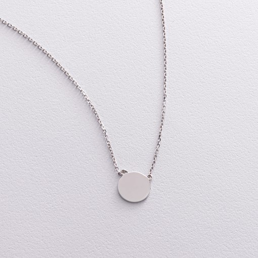 Колье "Монетка" в белом золоте (возможна гравировка) кол02042