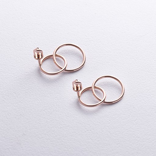 Серьги-пусеты "Кольца" в красном золоте с08894 4