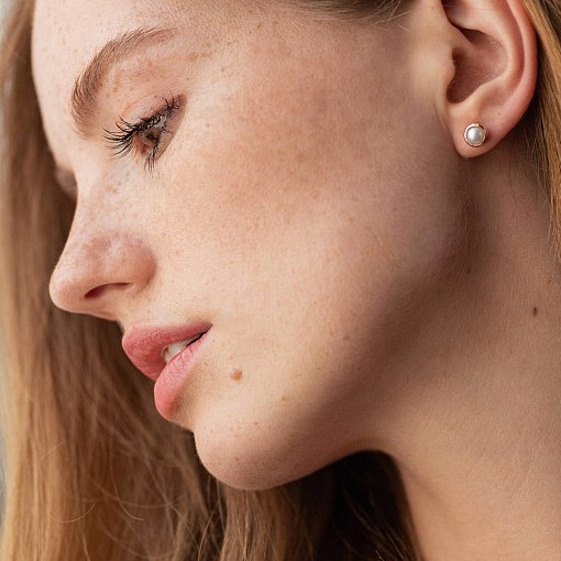 Серьги - пусеты с жемчугом (красное золото) с08503 2