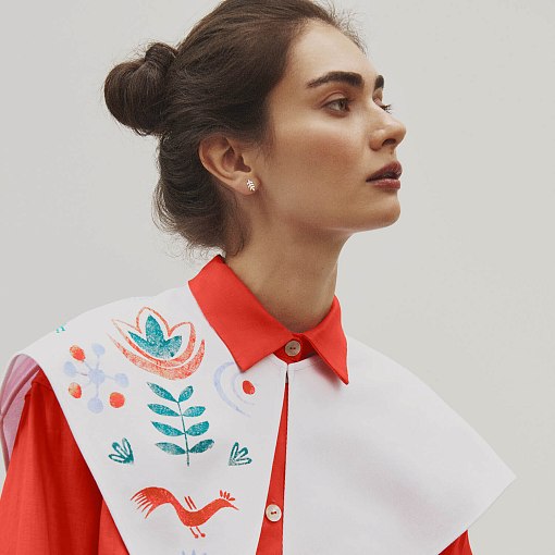 Серьги - пусеты "Веточки" в белом золоте с06913 6