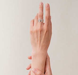 Золотое кольцо "Sharon" с черными фианитами к08301 №4