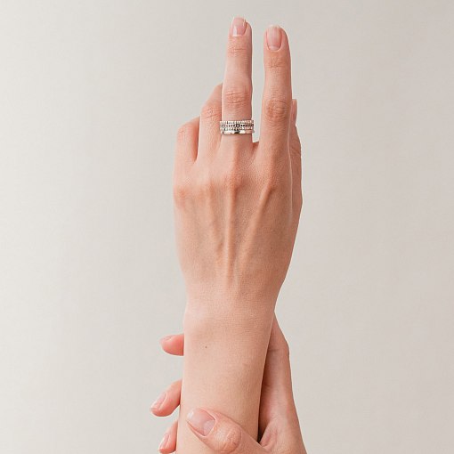 Золотое кольцо "Sharon" с черными фианитами к08301 4