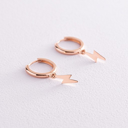 Серьги - кольца "Молнии" в красном золоте с08040 3