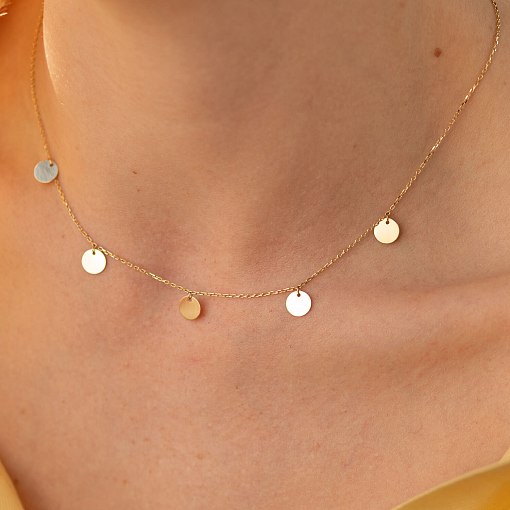 Золоте кольє-чокер з монетками 5 шт кол01432 7