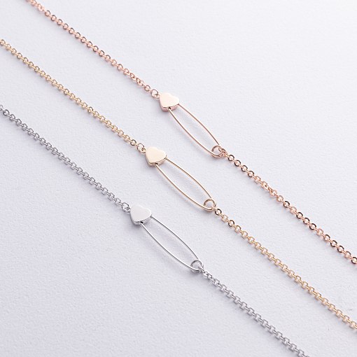 Браслет "Булавка с сердечком" в красном золоте б05447 3