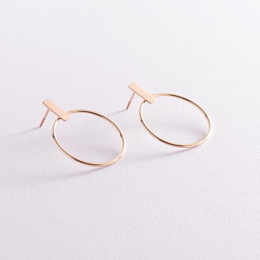 Серьги - пусеты "Уверенность" в желтом золоте с07749 11