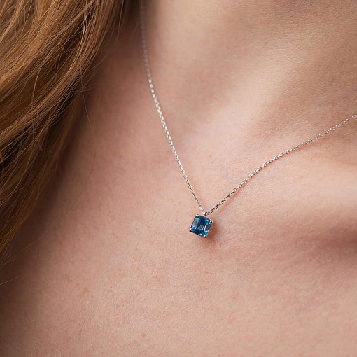 Золотое колье "Альма" (голубой фианит) кол02373 6