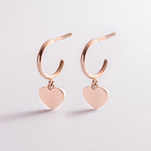 Золотые серьги - пусеты "Сердечки" с07332