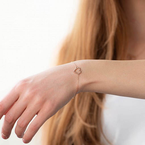 Золотой браслет "Влюбленное сердце" б04464 3