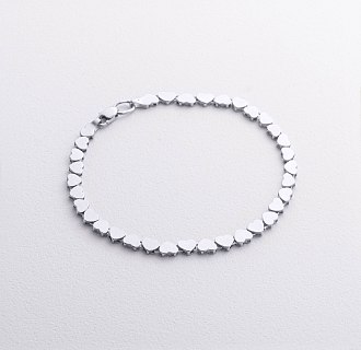 Браслет "Сердечки" в белом золоте б05784