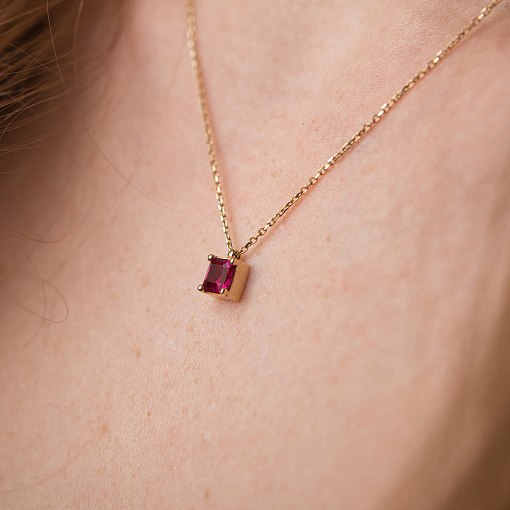Золотое колье "Альма" (розовый фианит) кол02367 2