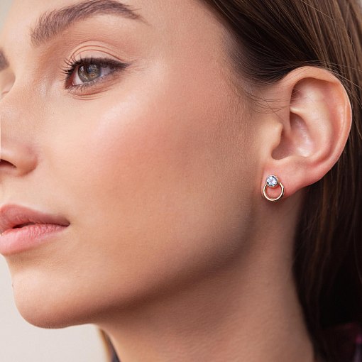 Серьги - пусеты "Эйприл" с топазами (красное золото) с08230 2