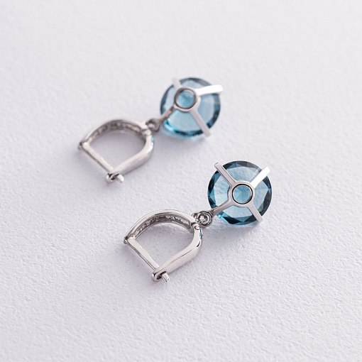 Золотые серьги "Влечение" с синтетическим топазом Лондон с05285 5