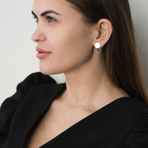 Золотые серьги-пусеты "Круги" с06687 7