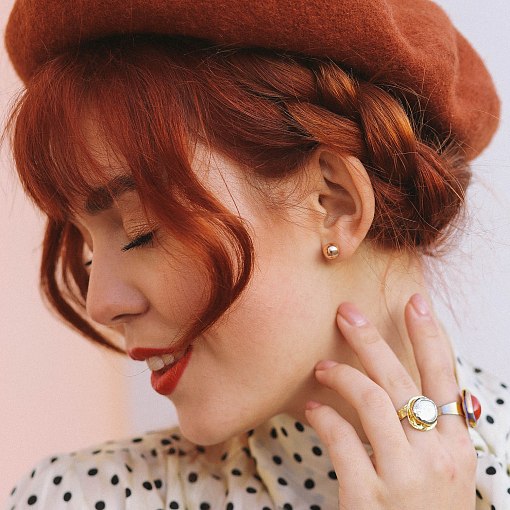 Золотые серьги - пусеты "Шарики" (0.8 см) с06957 6