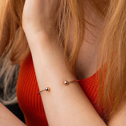 Жесткий браслет "Шарики" (красное золото) б05473 5