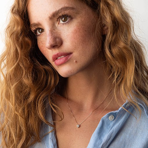 Колье "Сердечко" с фианитом (красное золото) кол02297 4