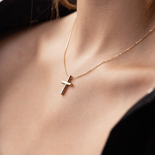 Колье с крестиком в желтом золоте кол02355 9