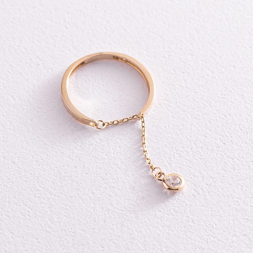 Золотое кольцо с подвеской (фианит) к06997