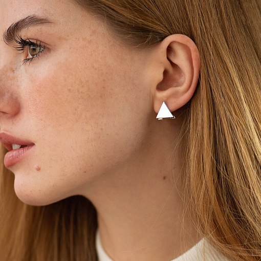 Серьги "Треугольники" (белое золото) с07013 3