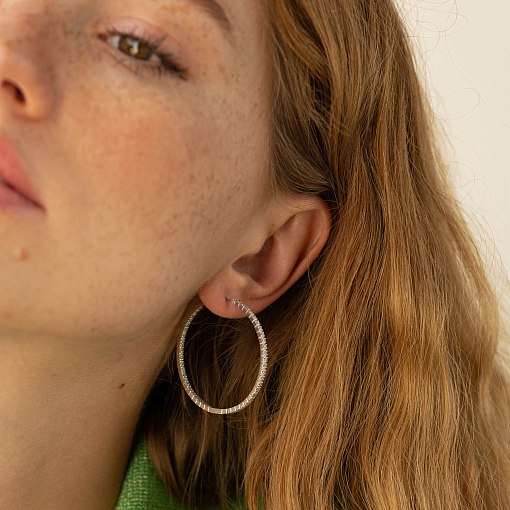 Золотые серьги - кольца с бриллиантами 313231121 6