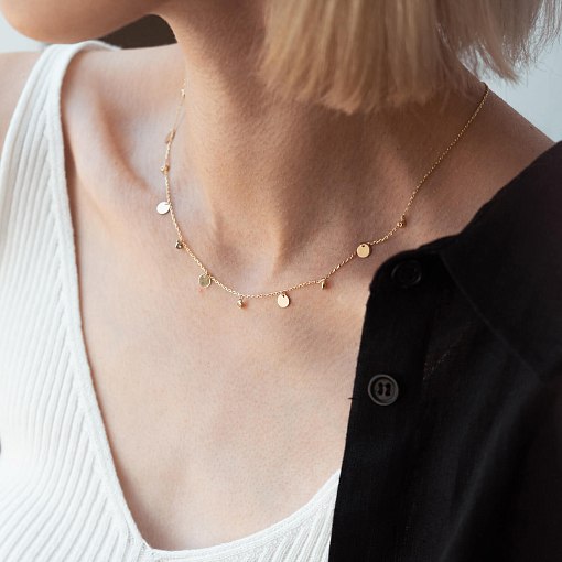 Колье "Монетки" в желтом золоте (фианиты) кол02233 3