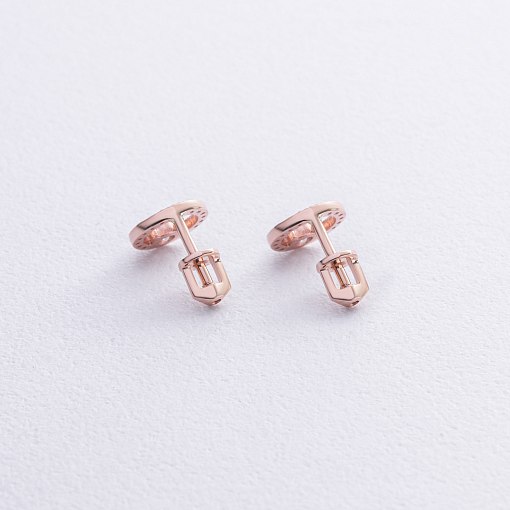 Серьги - пусеты "Круговорот" с фианитами (красное золото) с08789 3