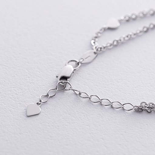 Двойной браслет "Сердечки" в белом золоте б05365 5