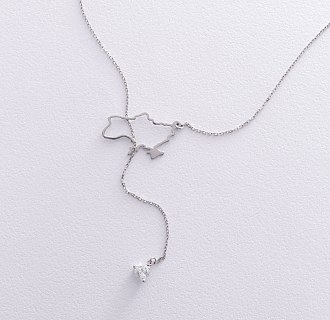 Золотое колье - галстук "Карта Украины" (куб. цирконий Swarovski в форме сердца) ?4050б №2