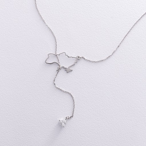 Золотое колье - галстук "Карта Украины" (куб. цирконий Swarovski в форме сердца) ?4050б 2