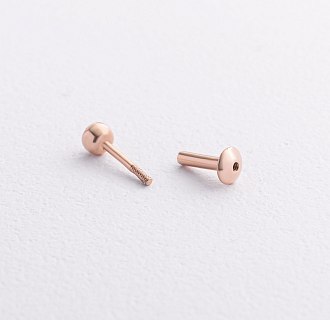 Одиночная серьга для хеликса с фианитом (красное золото) 1718ч №2