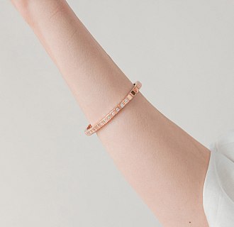 Жесткий золотой браслет "Кубики" (фианиты) б05616 №8