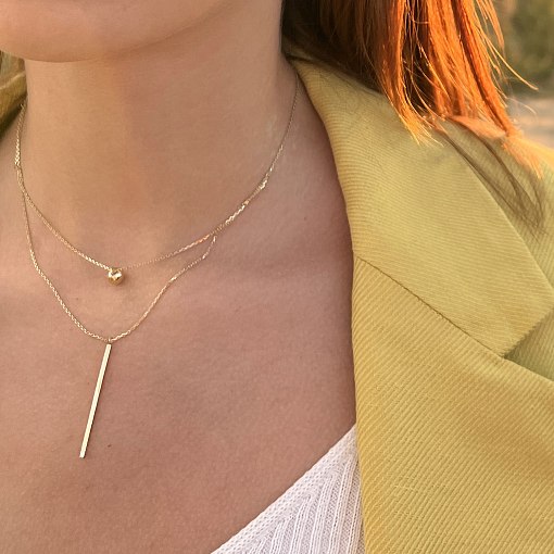 Двойное колье "Хлоя" с шариком в желтом золоте кол01891 2