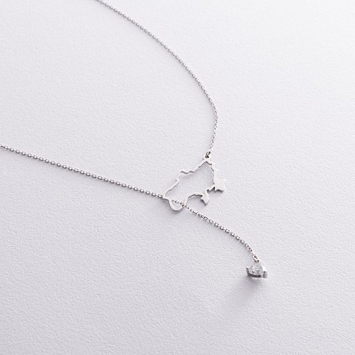 Золотое колье - галстук "Карта Украины" (куб. цирконий Swarovski в форме сердца) ?4050б 4
